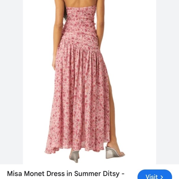 Misa Los Angeles Monet in Summer Ditsy, Pink Floral Chiffon Strapless Dress - Picture 6 of 10